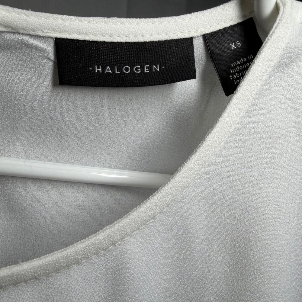 Halogen Cap Sleeve Blouse XS Ivory Cloud Keyhole Back‎ HA410535MI - Picture 4 of 4